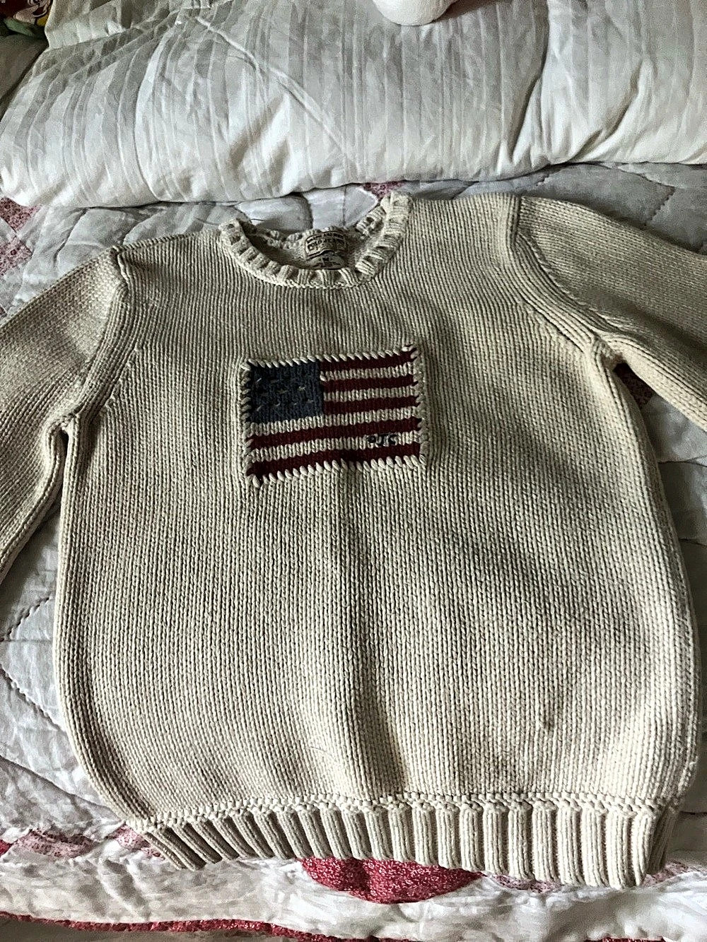Ralph Lauren Polo Jeans Co. American Flag Crewneck Sweater Size Medium